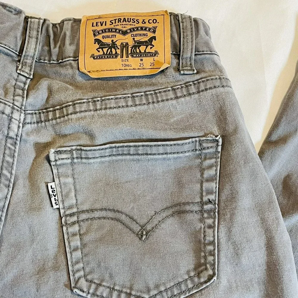 LEVI'S 514 Straight Leg Gray Denim Jeans Boy's Size 10 Reg W25 x L25 - Picture 6 of 11